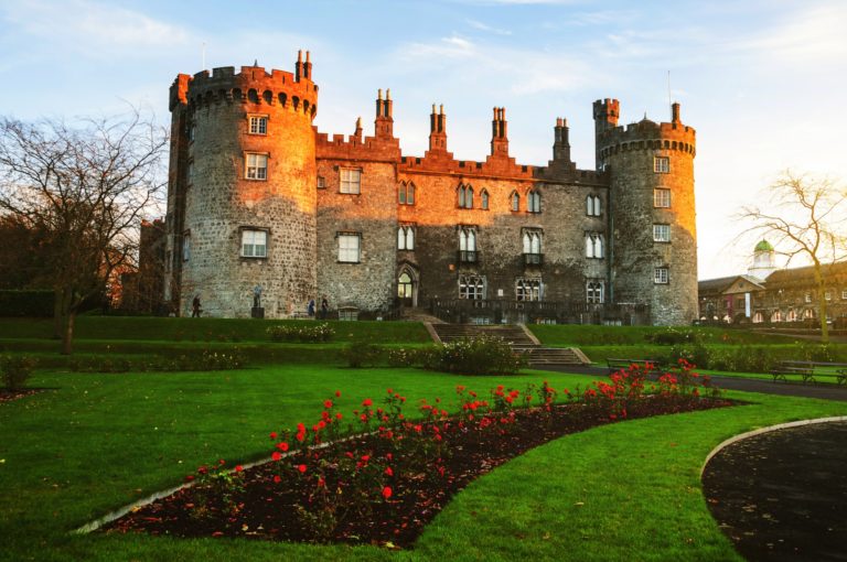 Kilkenny Castle with sunset reflecting on it