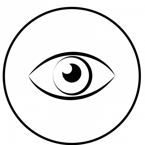 Symbol of an eye to indicate seeing